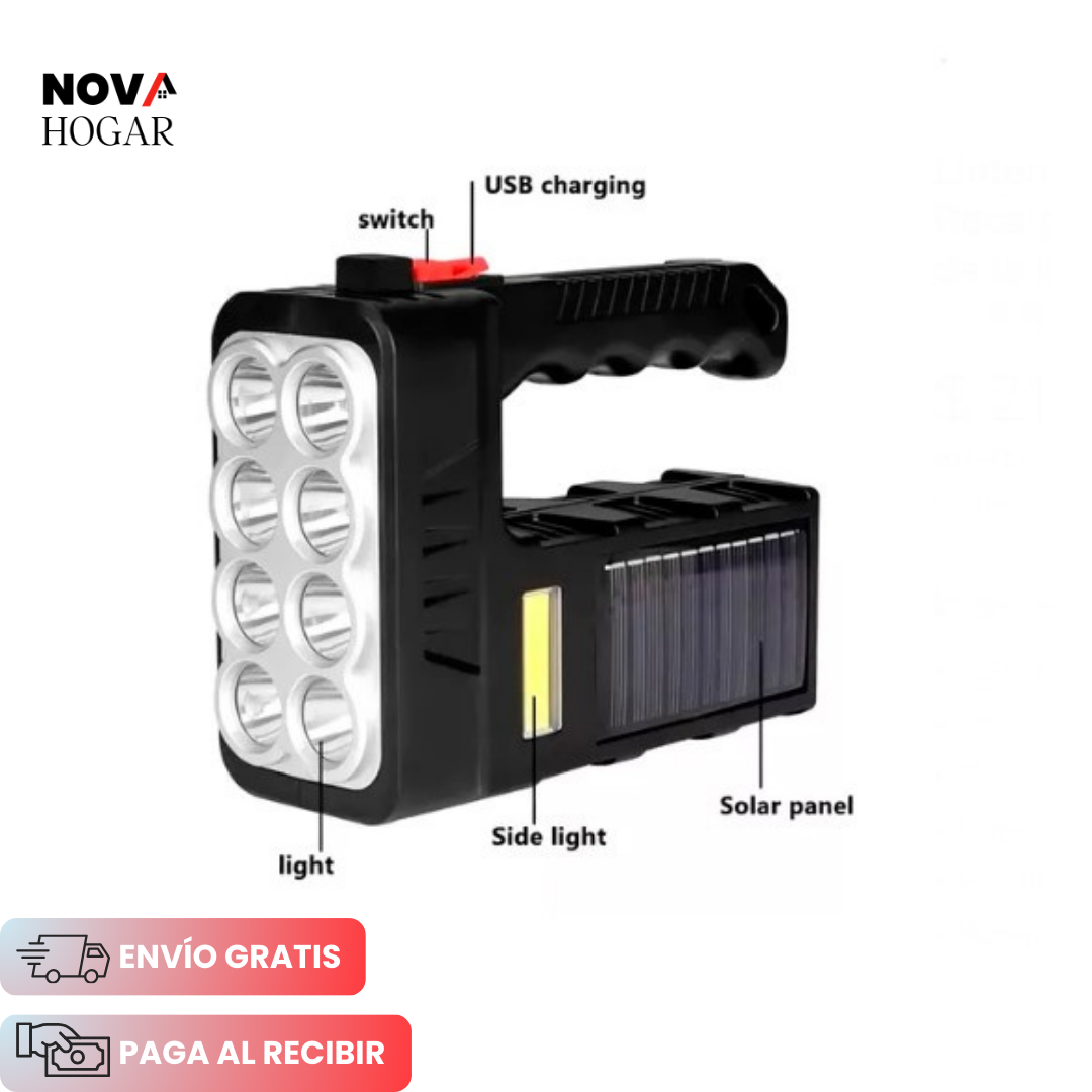 SolaLux™ Linterna Multifunción con Carga Solar y USB