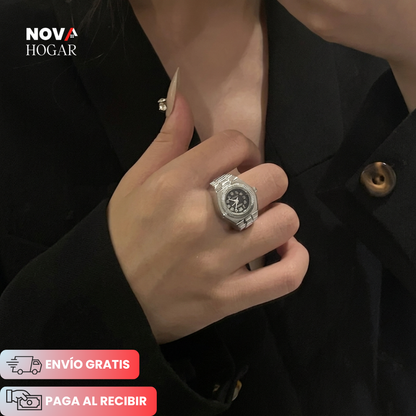 LuxeTick™ Elegante Reloj Anillo de Estilo Atemporal