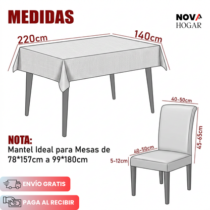 ChairCover™ Hermoso Set de Mantel y 6 Fundas para Comedor