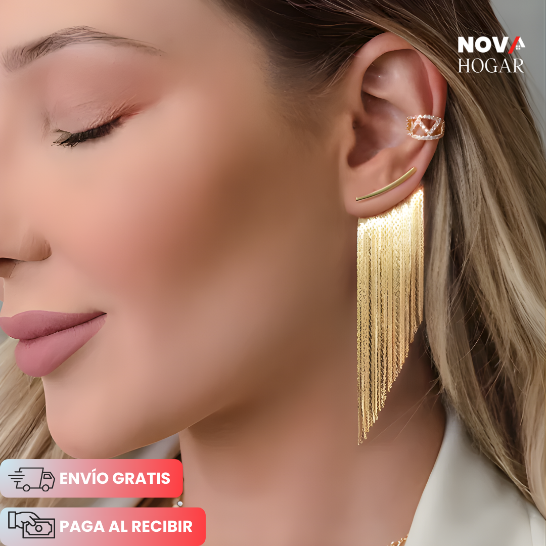 Aurelle™ Pendientes Elegantes con Flecos Dorados