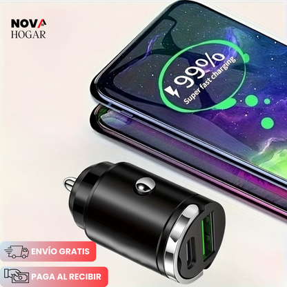 2x1 DriveCharge™ Adaptador Carga Rápida Doble Puerto para Autos