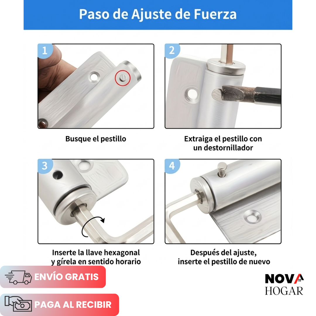 EasyClose™ Cierrapuertas Automático de Fácil Montaje