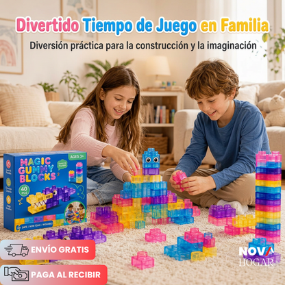 SquishyStax™ Set de 40 Cubos de Construcción Súper Flexibles