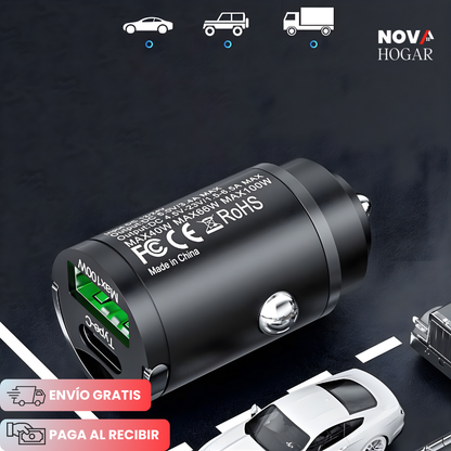 2x1 DriveCharge™ Adaptador Carga Rápida Doble Puerto para Autos