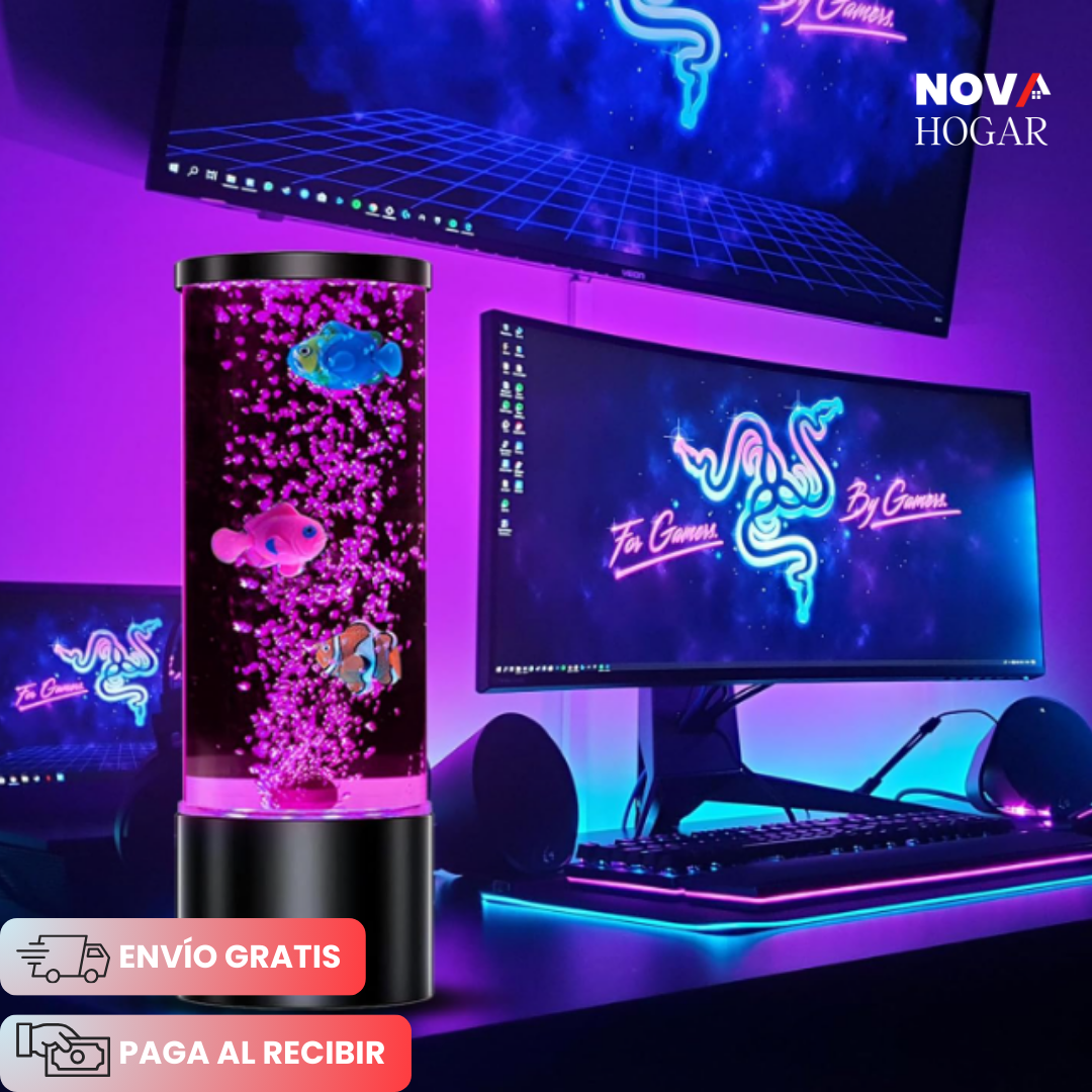 AquaGlow™ Lámpara Acuario de Peces con Burbujas