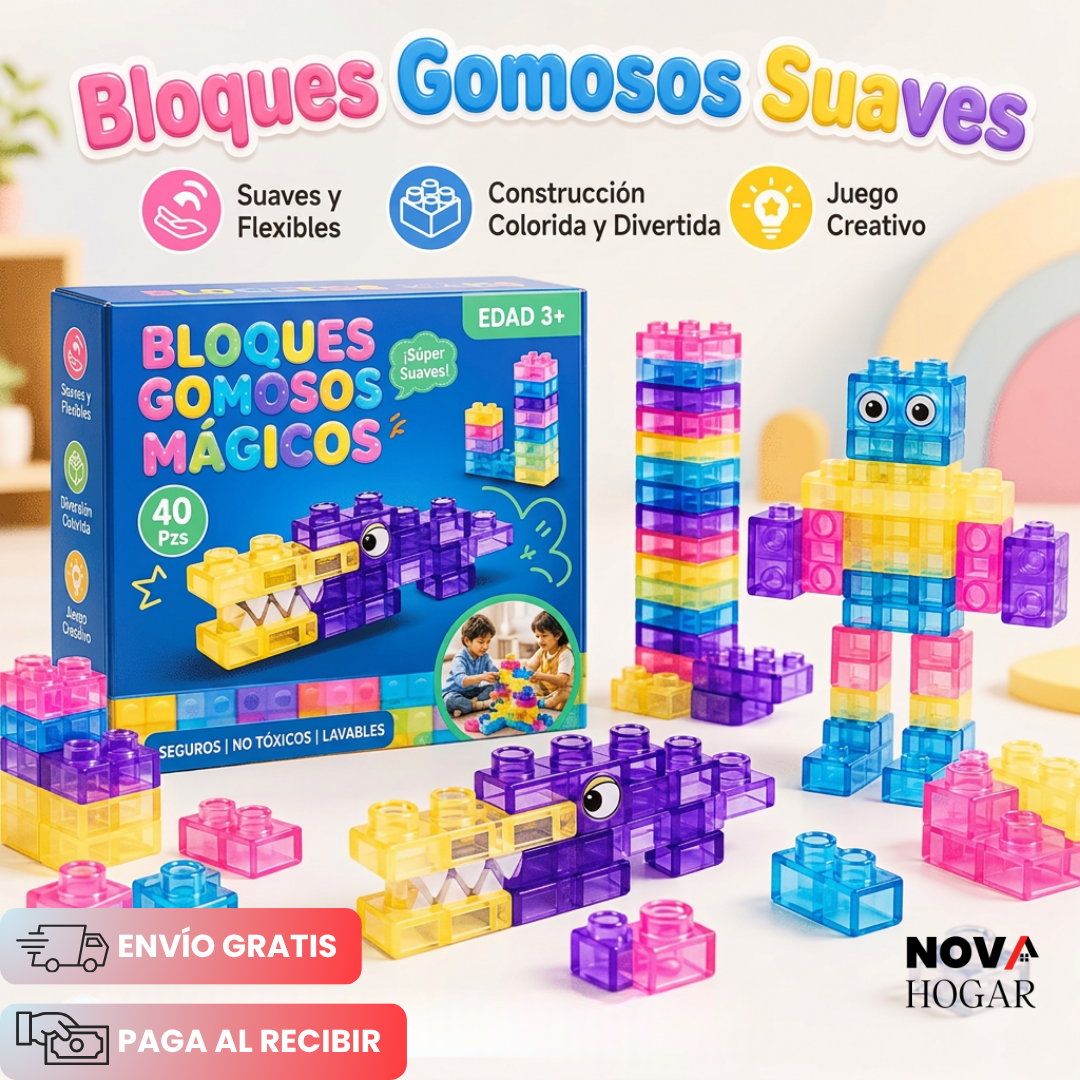 SquishyStax™ Set de 40 Cubos de Construcción Súper Flexibles