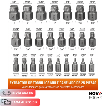IronBite™ Juego Extractor Tornillos Dañados de 25 Piezas