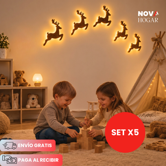 DeerGlow™ Set x5 Hermosos Renos Decorativos con Luz Cálida