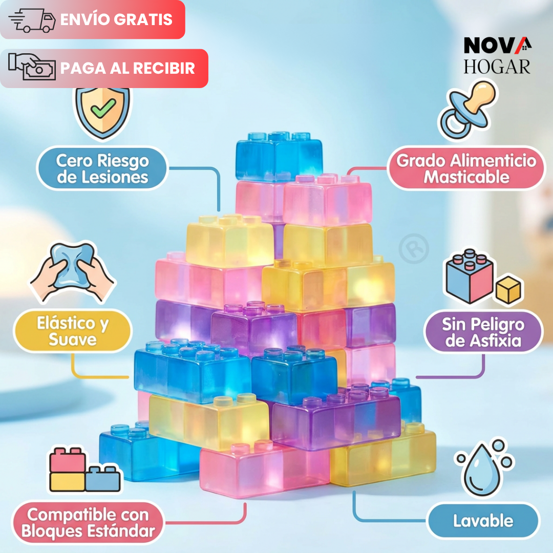 SquishyStax™ Set de 40 Cubos de Construcción Súper Flexibles