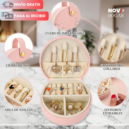 GemVault™ Joyero Compacto Organizador de Piel Elegante