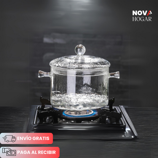 CrystalCook™ Elegante Olla de Cristal Templado Resistente