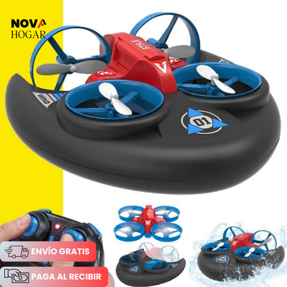 HydroFlyer™ Dron Aerodeslizador 3 en 1 Combina Vuelo, Navegación y Conducción