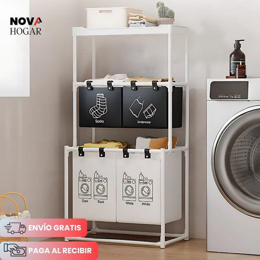 LaundEase™ Cesto para Ropa Sucia de Tres Niveles