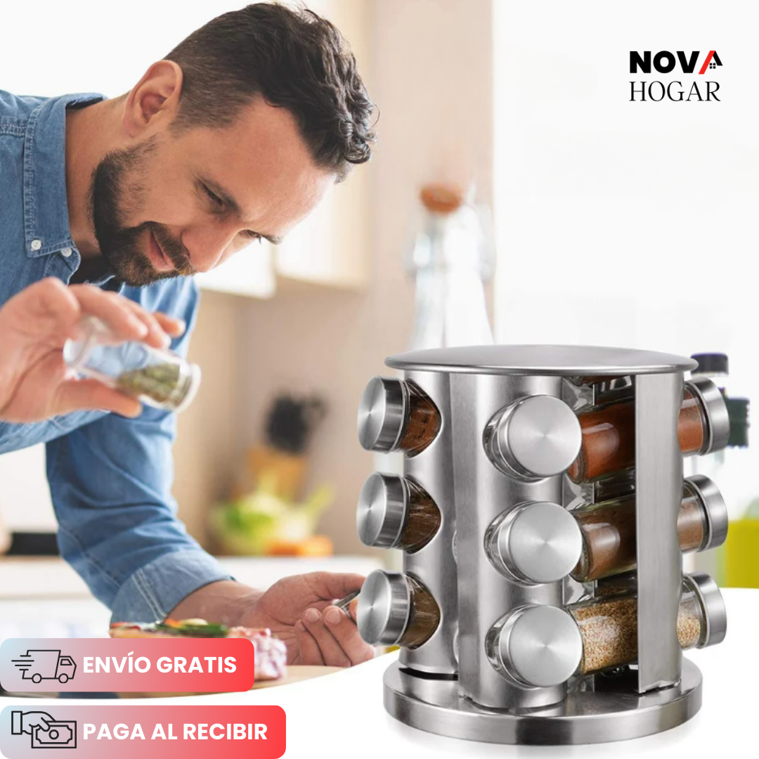 TasteTower™ Organizador de Especias Giratorio Premium