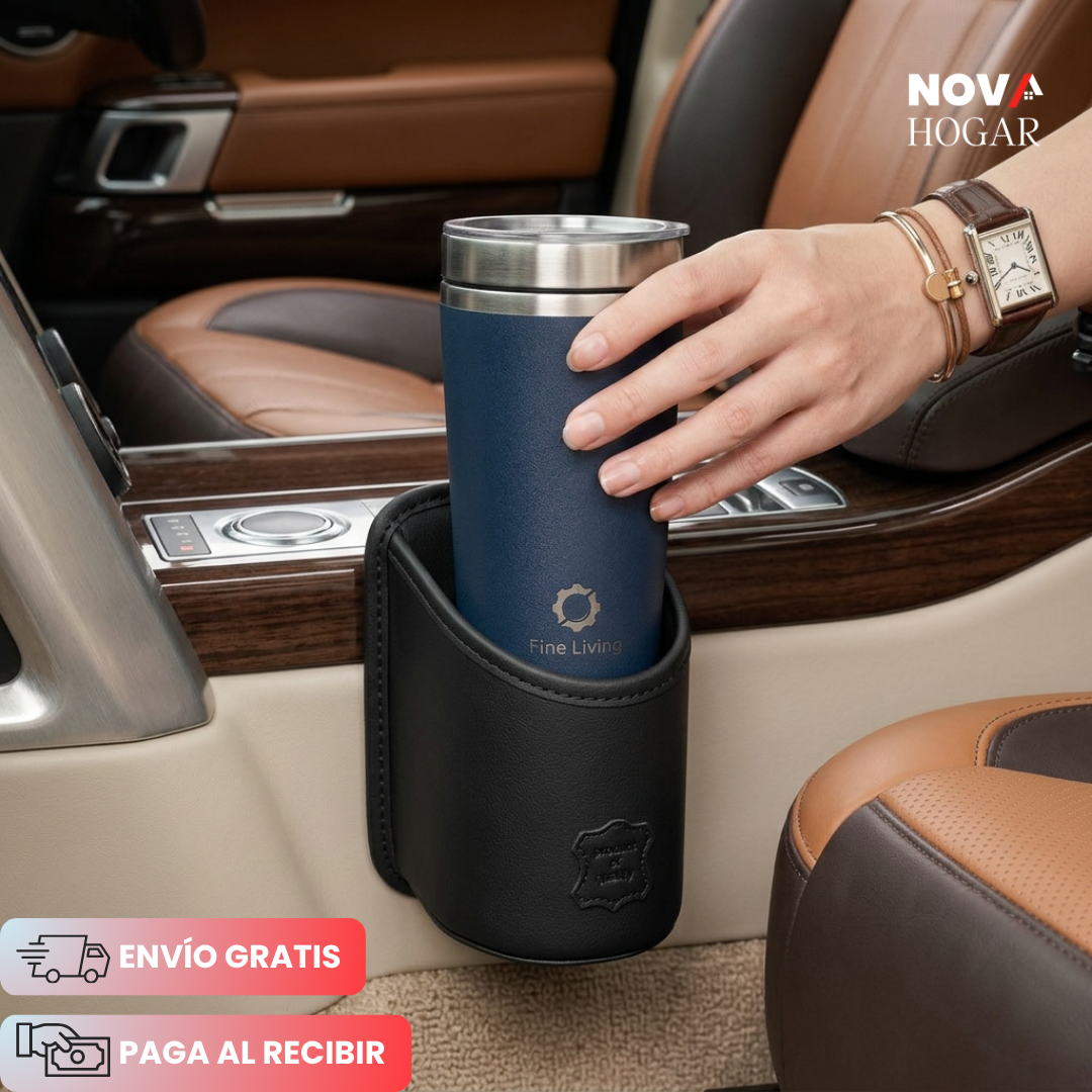 LuxPocket™ Portavasos de Cuero para Carro