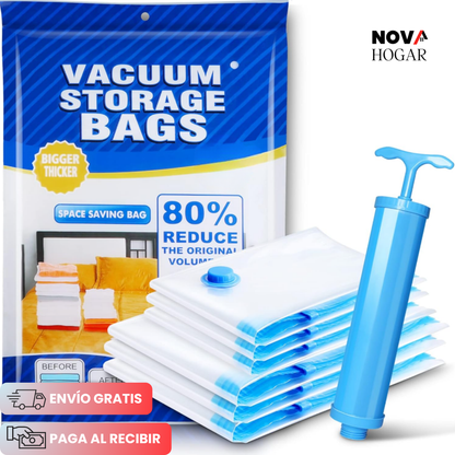 VacPack™ Pack 8 Bolsas al Vacío Reduce 80% de Espacio