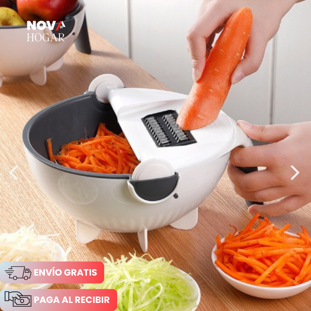 FreshVeggie™ Rebanador de Vegetales 9 en 1 con Escurridor Integrado