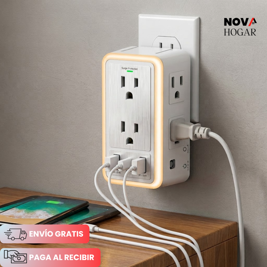 AuraHub™ Multitoma Inteligente con Luz Suave