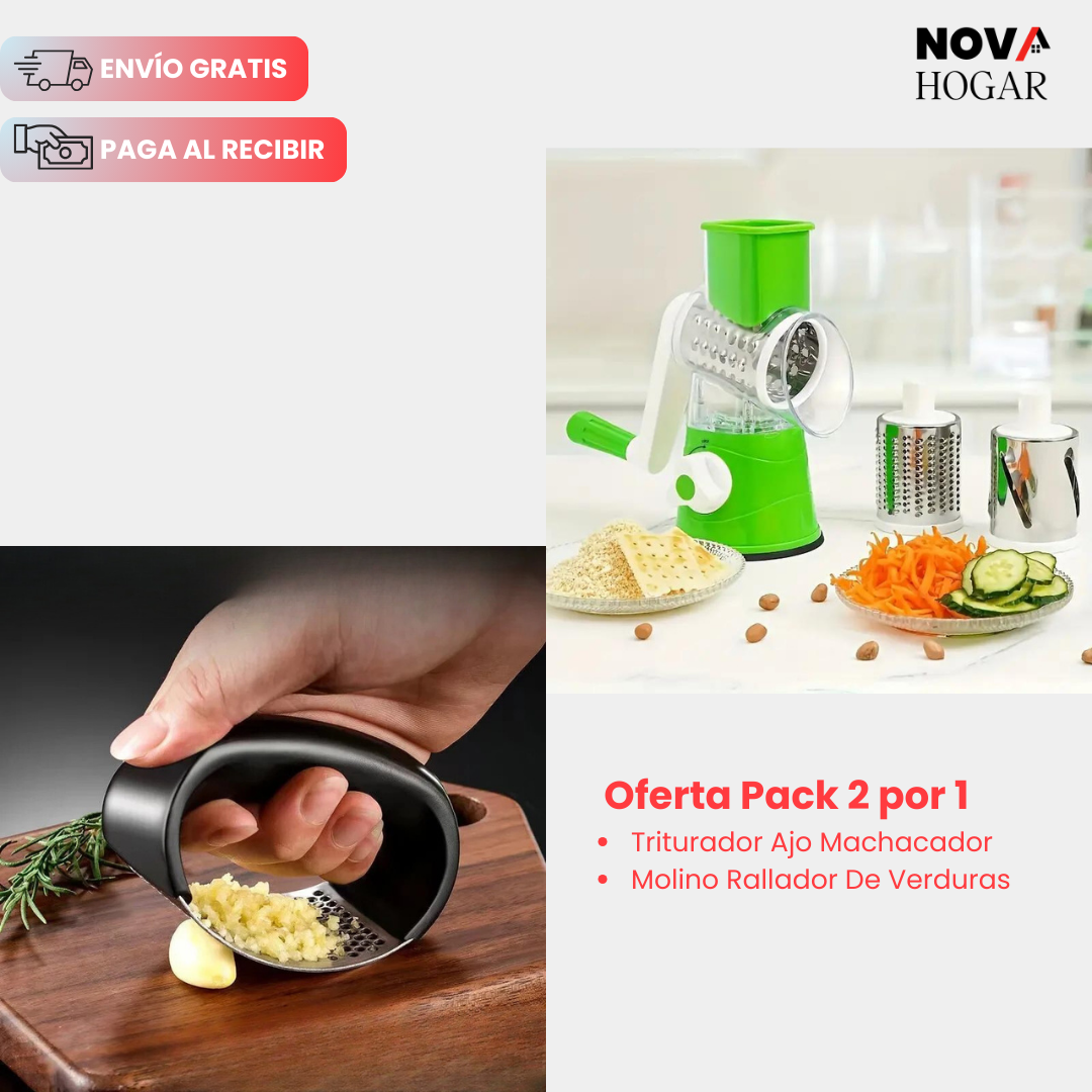 ⏰ SUPER PACK DE COCINA: Molino Cortador Verduras + Machaca Ajos
