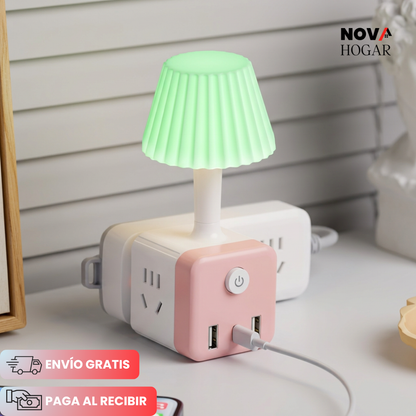 LumiPlug™ Hermosa Lampara con Cubo Multitomas y cargador