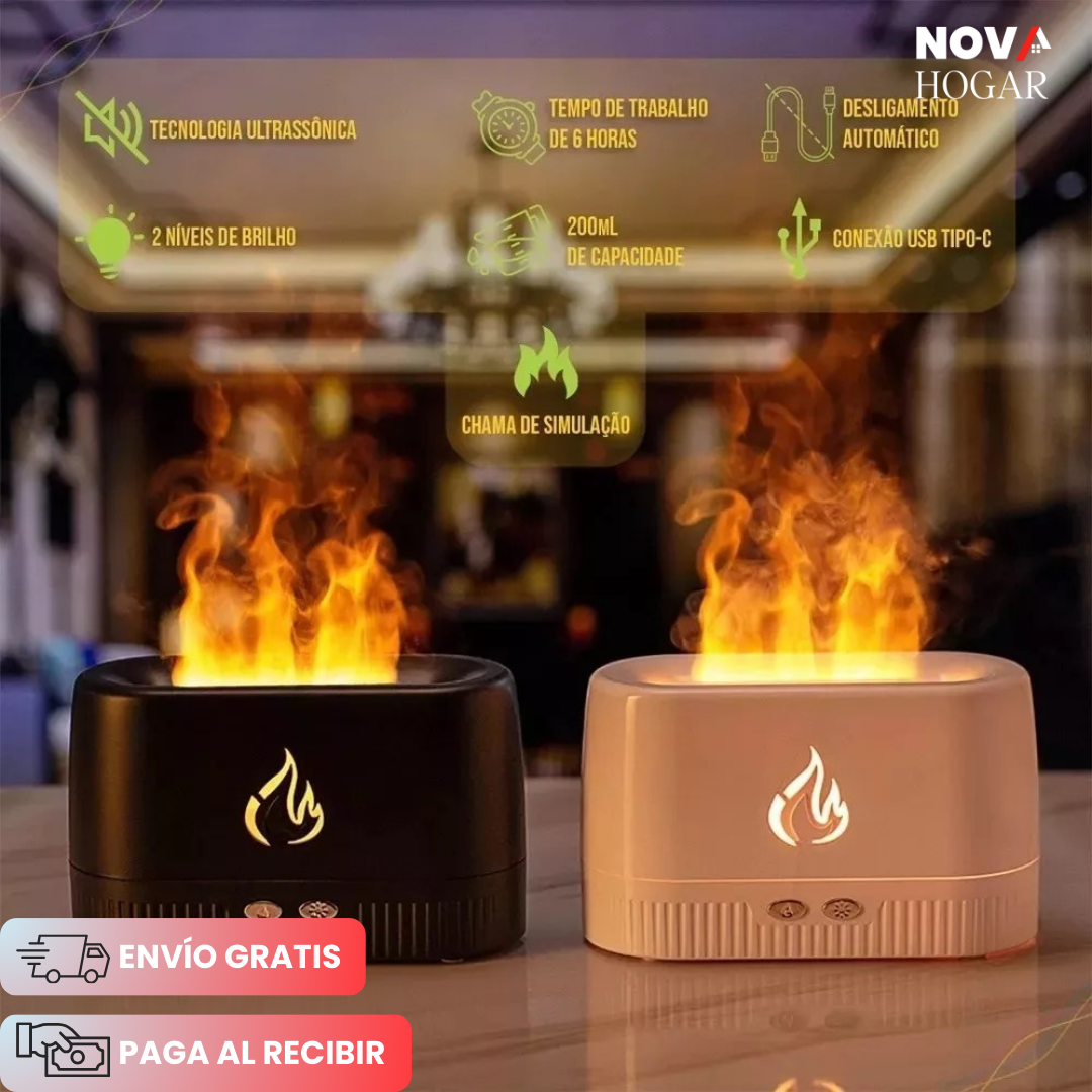 SereneFlame™ Humidificador con Efecto de Llama Realista