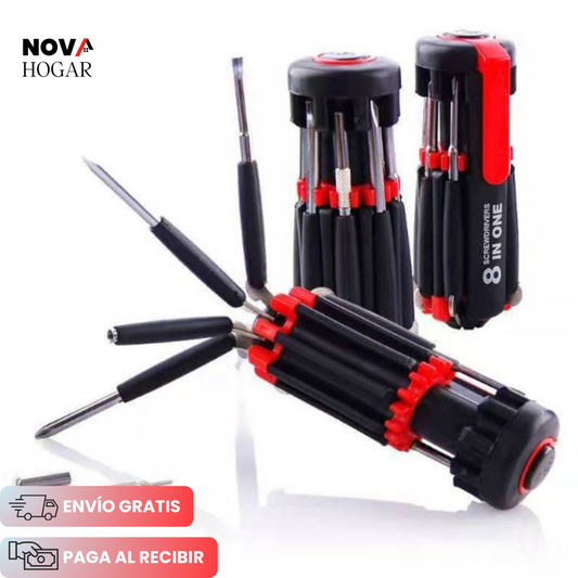 FlashFix™ Destornillador 8 en 1 con Linterna Integrada