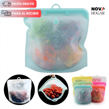 2x1 FreshLocker™ Bolsa Hermética de 1000ml en Silicon para Alimentos