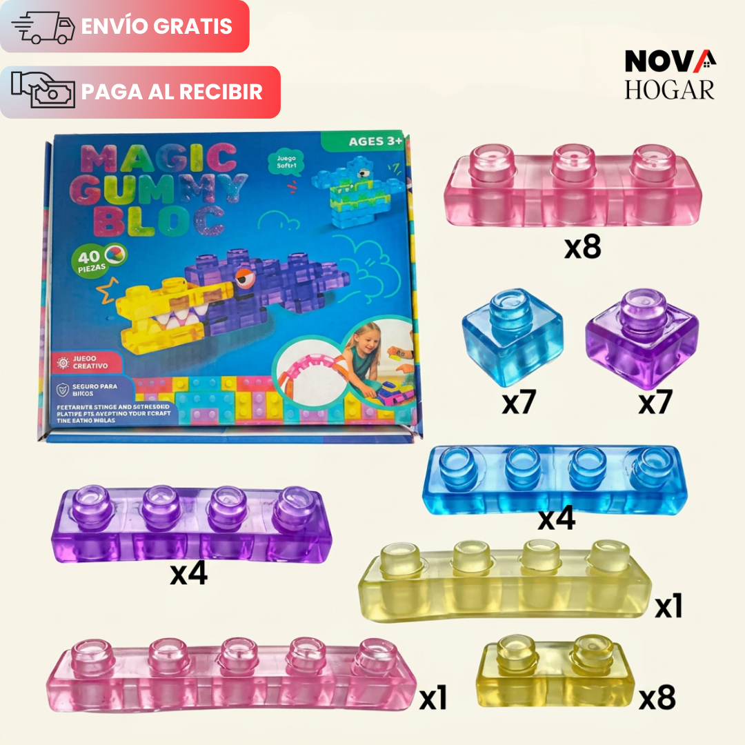 SquishyStax™ Set de 40 Cubos de Construcción Súper Flexibles