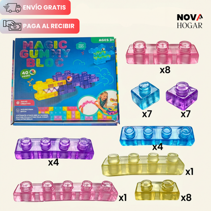 SquishyStax™ Set de 40 Cubos de Construcción Súper Flexibles