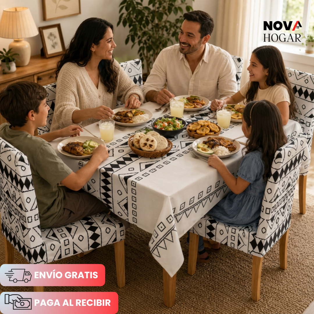 ChairCover™ Hermoso Set de Mantel y 6 Fundas para Comedor