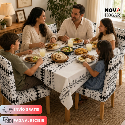 ChairCover™ Hermoso Set de Mantel y 6 Fundas para Comedor