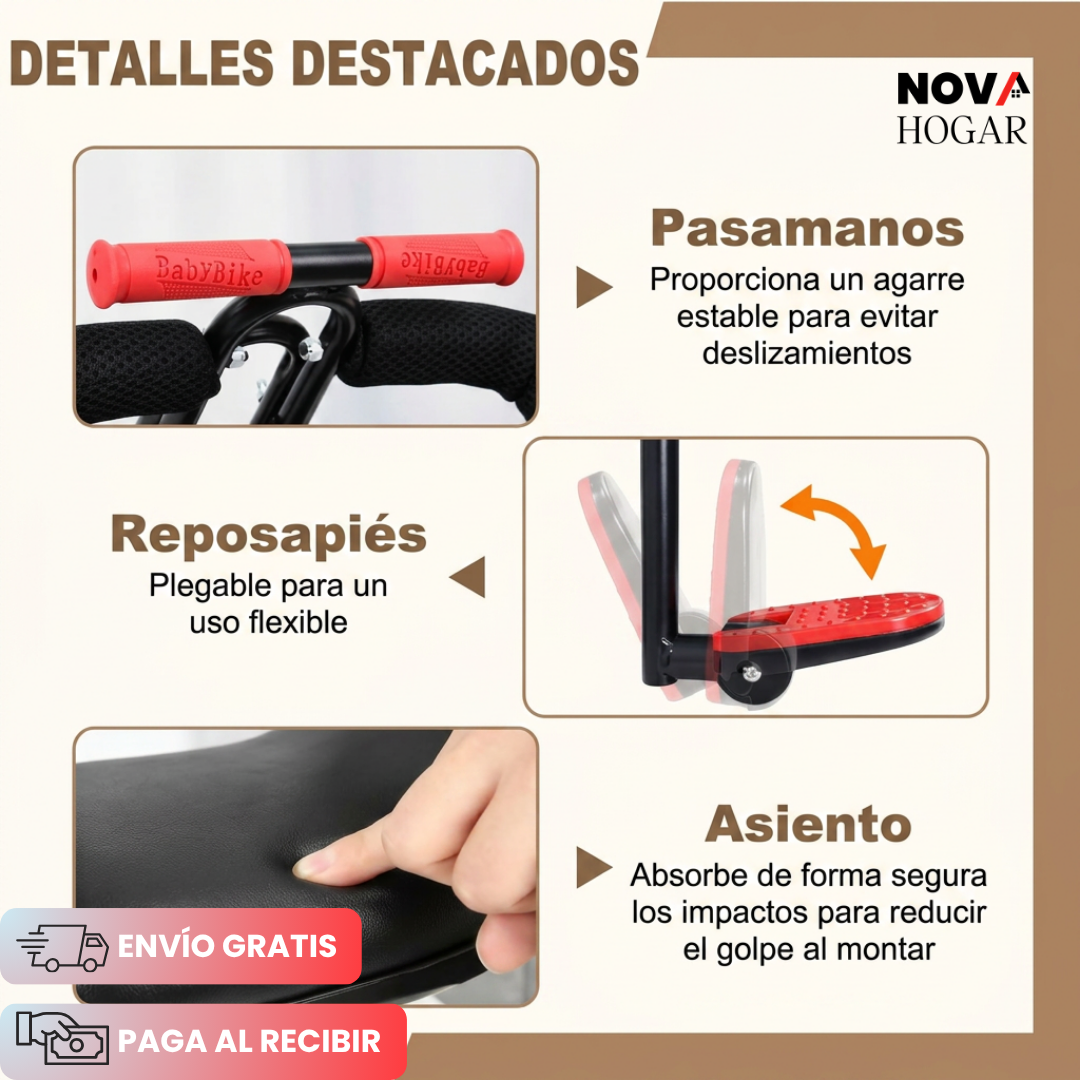 SafeRide™ Asiento Seguro para Bicicleta Infantil.
