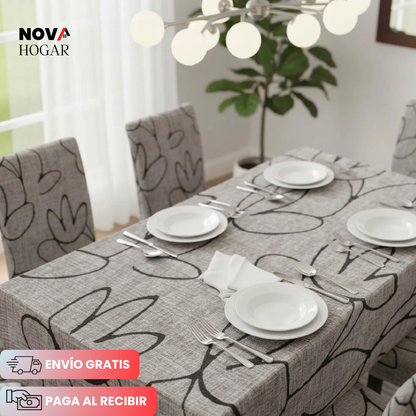 ChairCover™ Hermoso Set de Mantel y 6 Fundas para Comedor