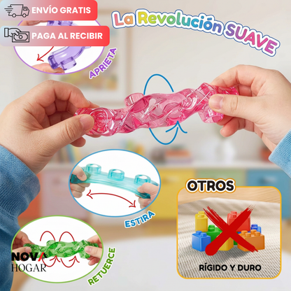 SquishyStax™ Set de 40 Cubos de Construcción Súper Flexibles