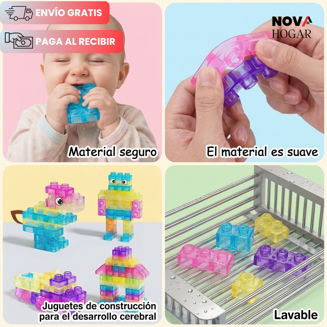 SquishyStax™ Set de 40 Cubos de Construcción Súper Flexibles