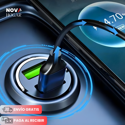 2x1 DriveCharge™ Adaptador Carga Rápida Doble Puerto para Autos