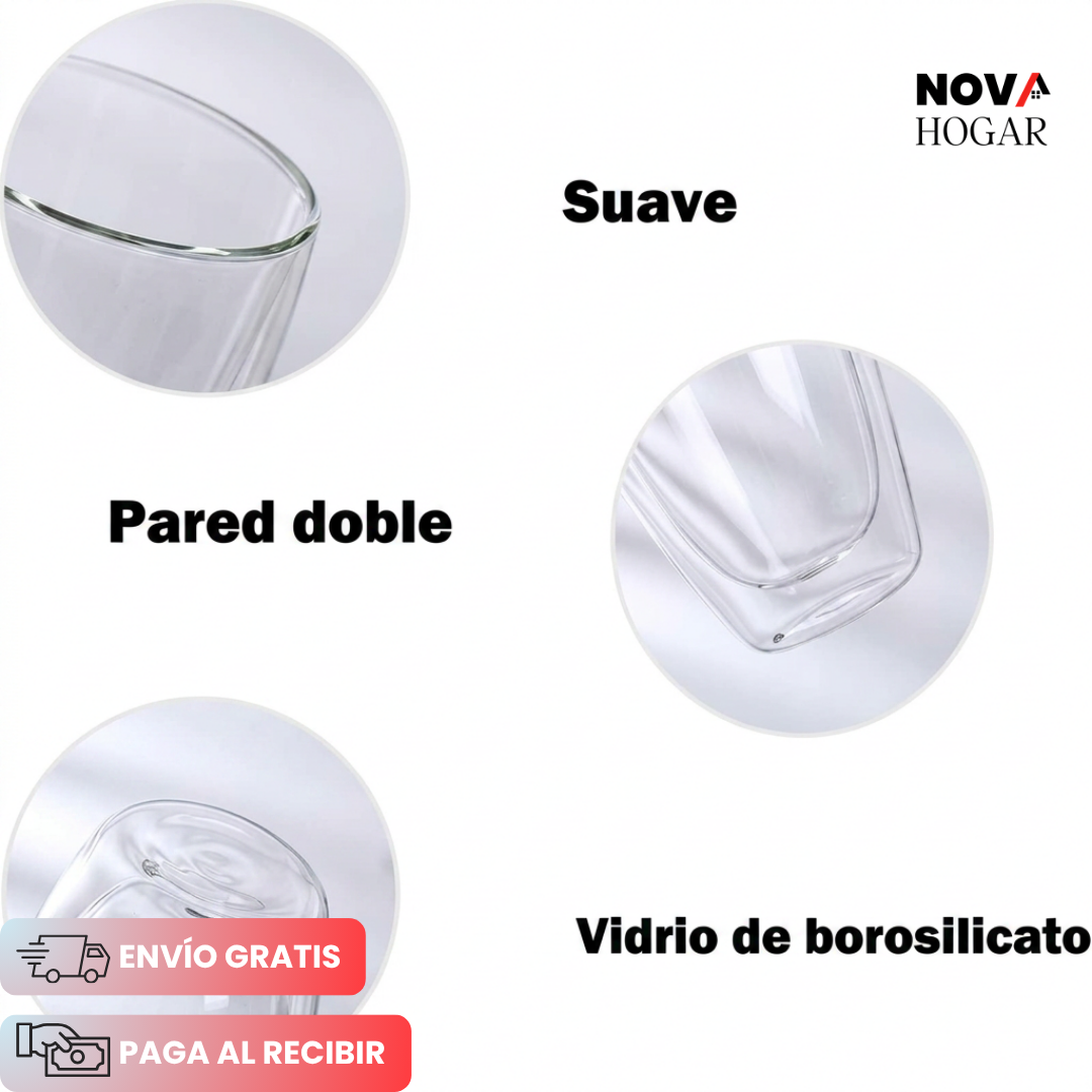 NovaBrew™ Set x4 Vasos de Cristal Doble 450ml