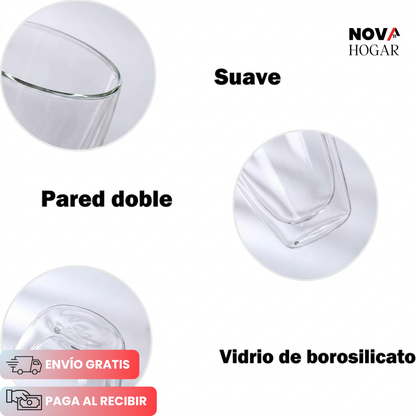 NovaBrew™ Set x4 Vasos de Cristal Doble 450ml
