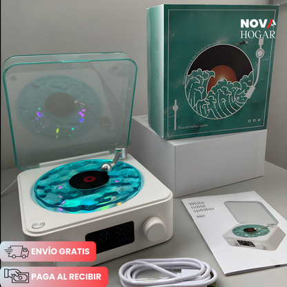 RetroWave™ Tocadiscos Bluetooth con Iluminación Relajante
