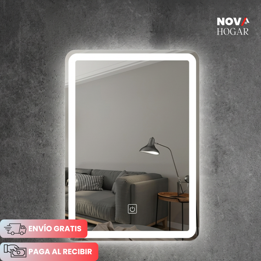 ClearGlow™ Elegante Espejo Led de Tres Tonos