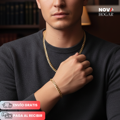 LuxeCub™ Dúo Cubano de Acero Bañado en Oro