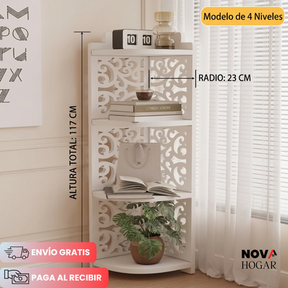 NookVibe™ Estante Esquinero de Cuatro Niveles