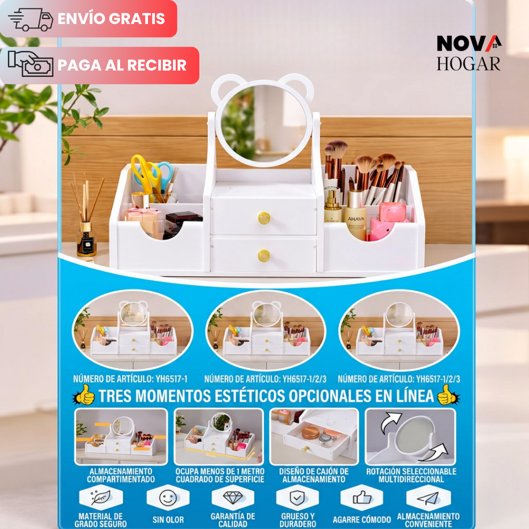 StyleVault™ Organizador Elegante Con Espejo Integrado