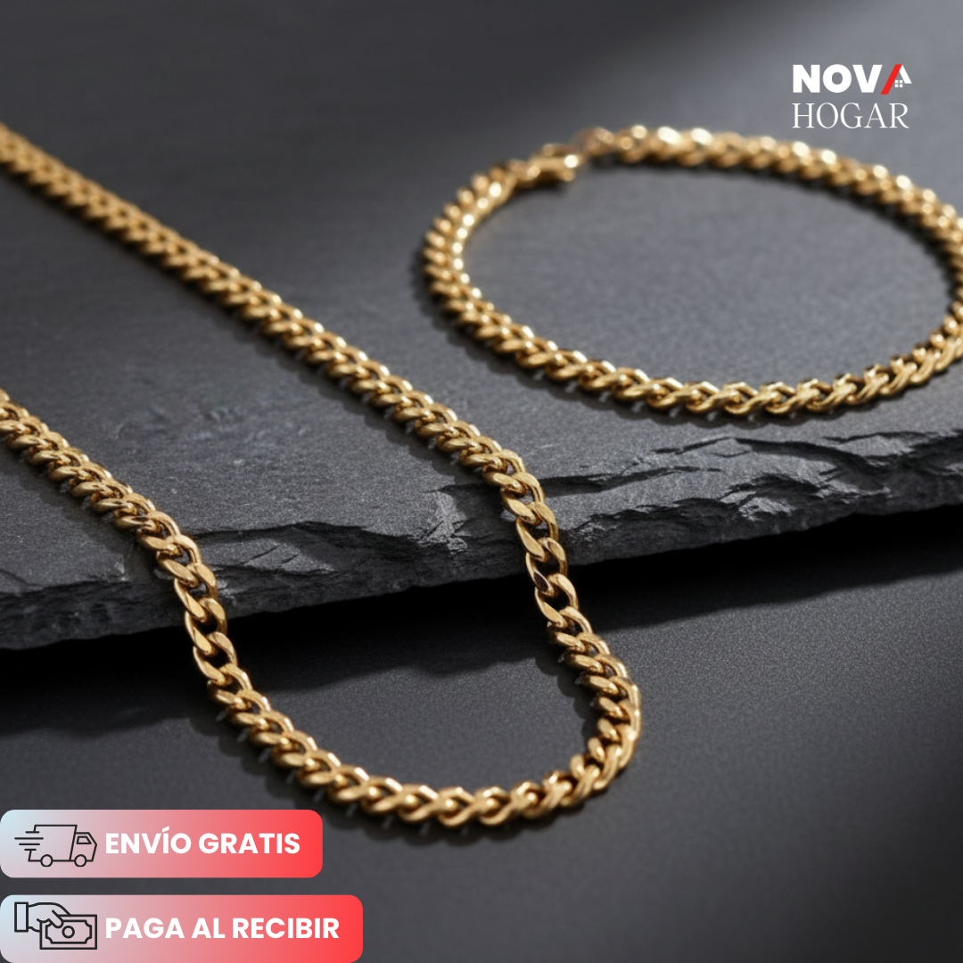 LuxeCub™ Dúo Cubano de Acero Bañado en Oro