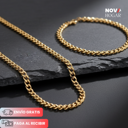 LuxeCub™ Dúo Cubano de Acero Bañado en Oro