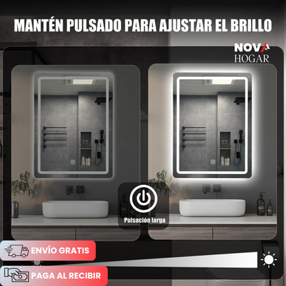 ClearGlow™ Elegante Espejo Led de Tres Tonos