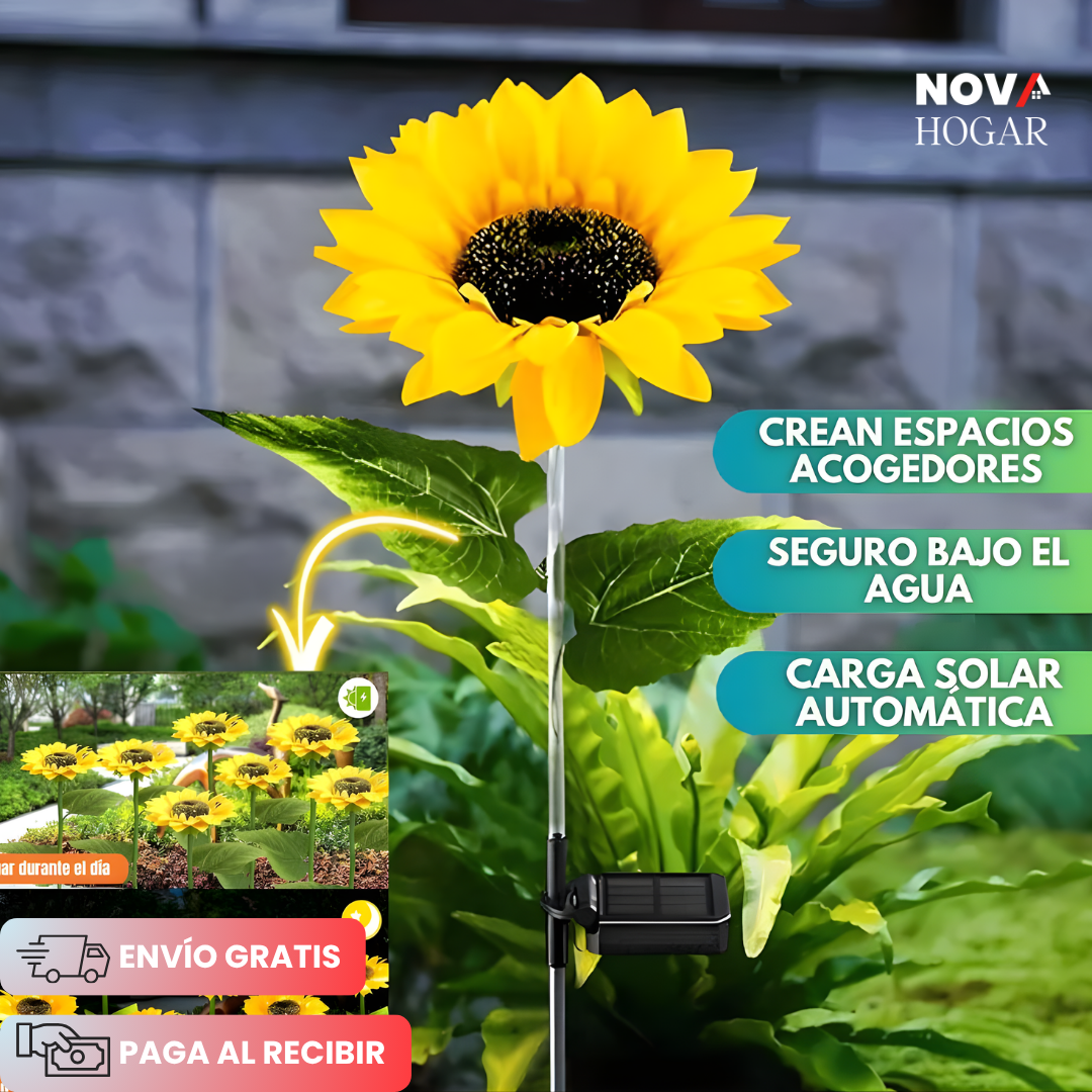 SunBloom™ Set x3 Hermosas Luces Solares de Girasol para Jardín