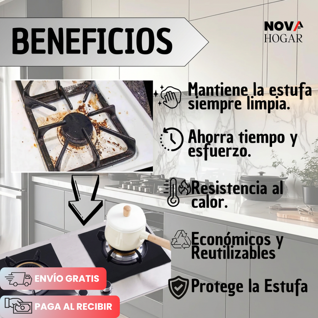 StoveGuard™ Set X4 Protectores Reutilizables Para Tu Estufa