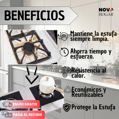StoveGuard™ Set X4 Protectores Reutilizables Para Tu Estufa