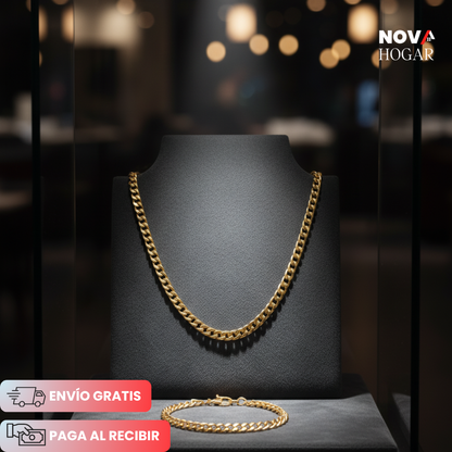 LuxeCub™ Dúo Cubano de Acero Bañado en Oro